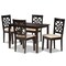 Baxton Studio Nicolette Modern and Contemporary Sand Fabric and Dark Brown Finished Wood 5-Piece Dining Set 176-11386-8026-Zoro - alternate 1